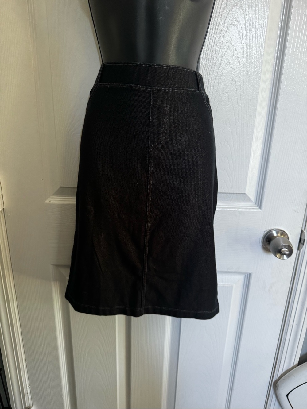 Black denim look pencil skirt